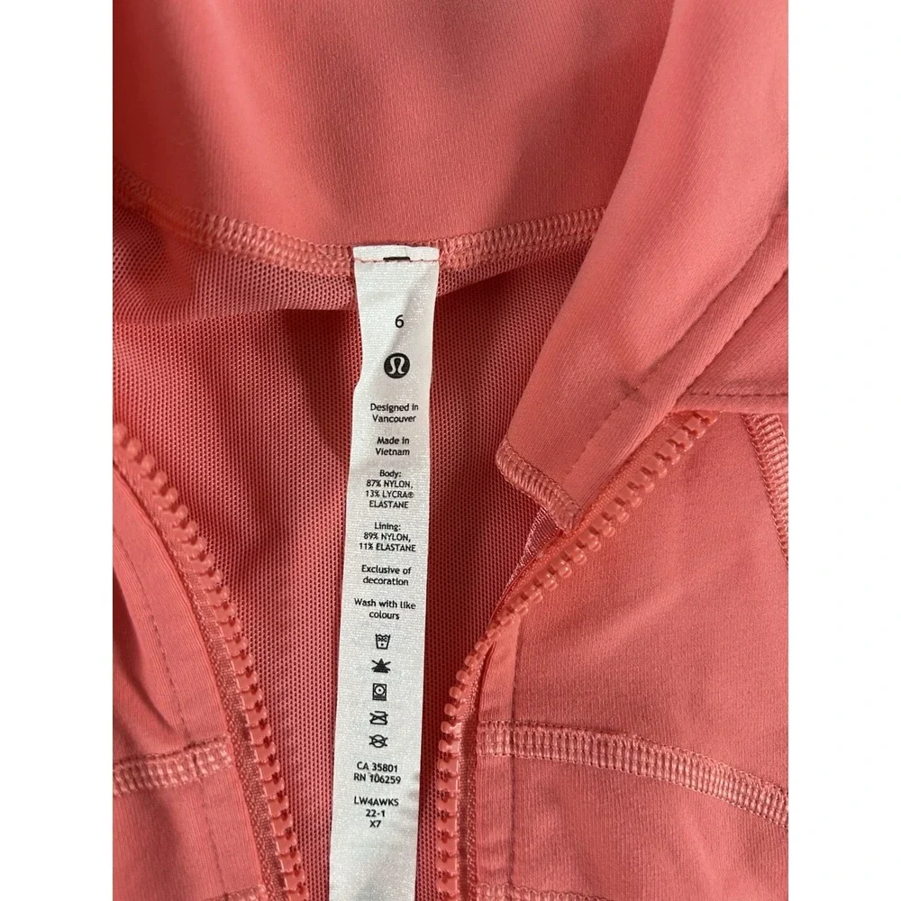 Lululemon Women's Define Jacket Size 6 Coral Full Zip Track Athletic Yoga W4AWKS